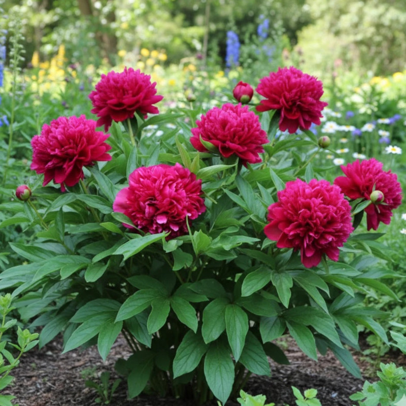 Pivoine Adolphe Rousseau : Pivoine Herbacée Rouge Sombre