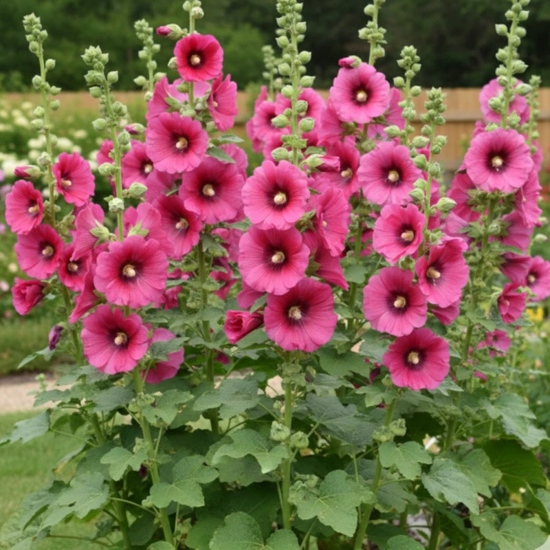 Rose trémière Halo Red