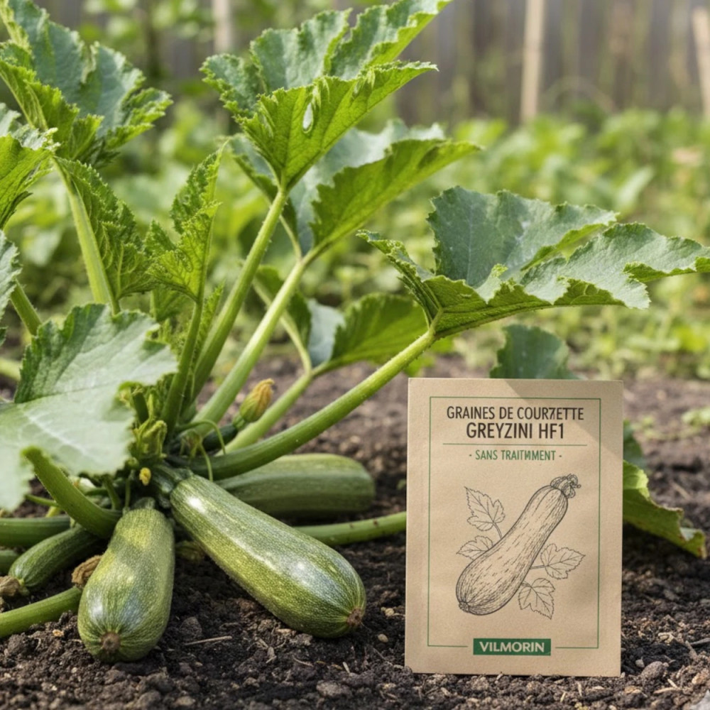 Graines de Courgette Greyzini HF1 - Sans traitement - Vilmorin