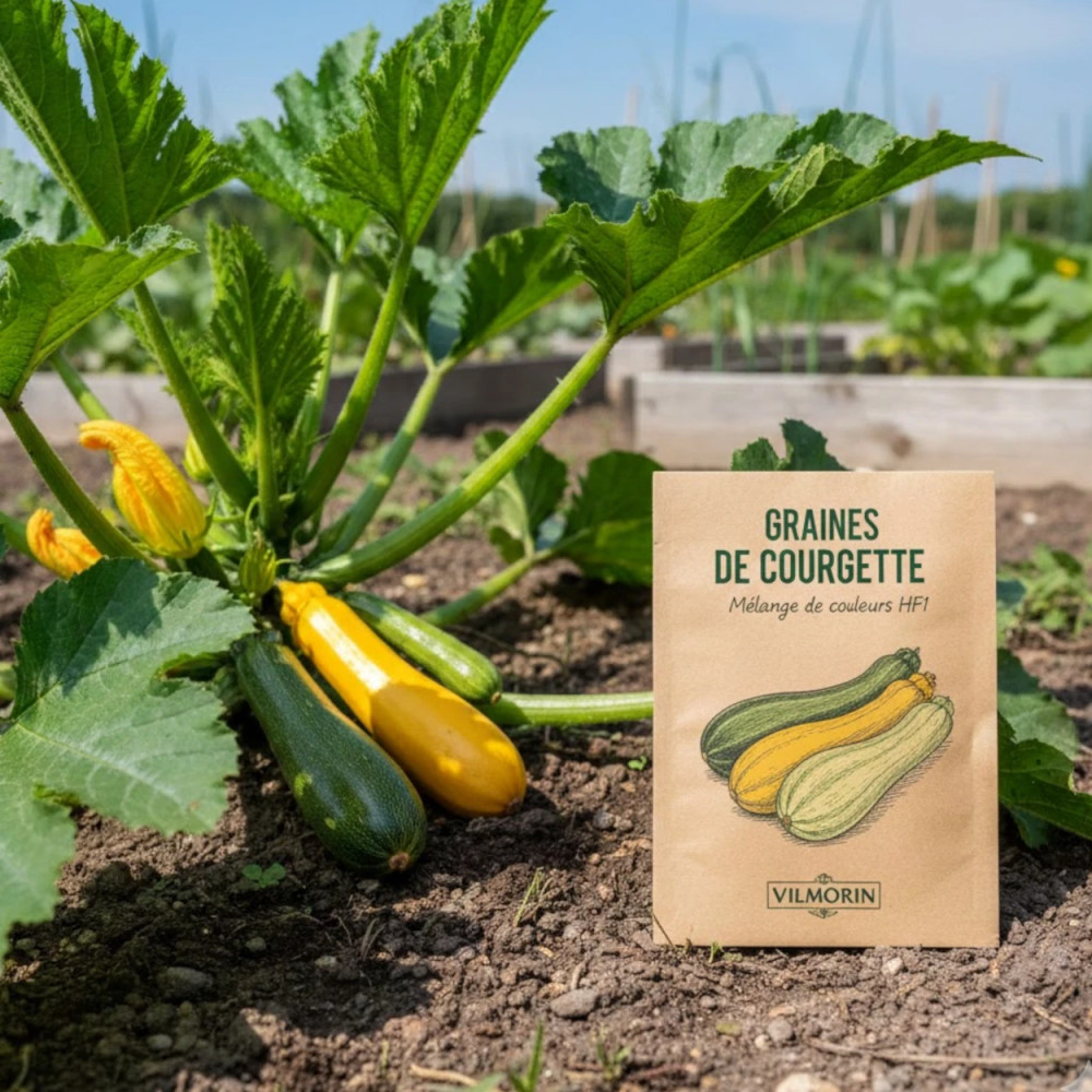 Graines de Courgette Mélange de couleur HF1 - Vilmorin Graines de Courgette Mélange de couleur HF1 - Vilmorin
