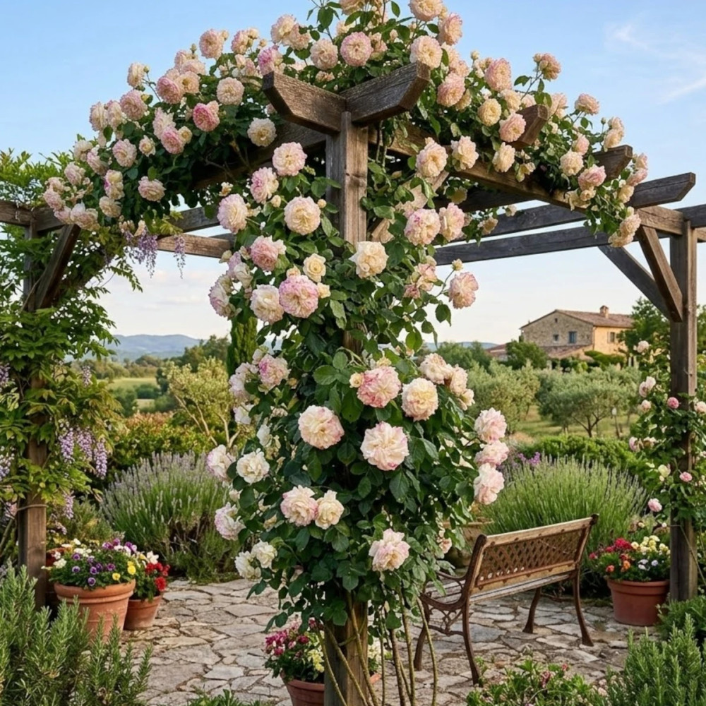 Rosier grimpant Château de la Bussière® 'Evechanti'