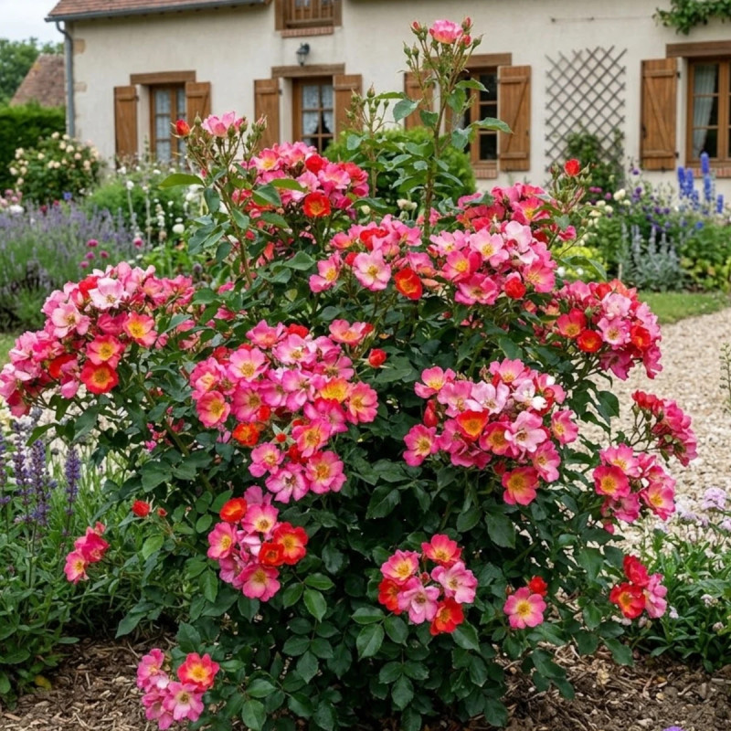 Rosier à fleurs groupées Coral Pin's® - SILENCE, ça pousse !