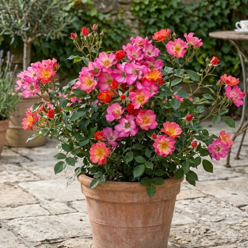 Rosier à fleurs groupées Coral Pin's® - SILENCE, ça pousse !