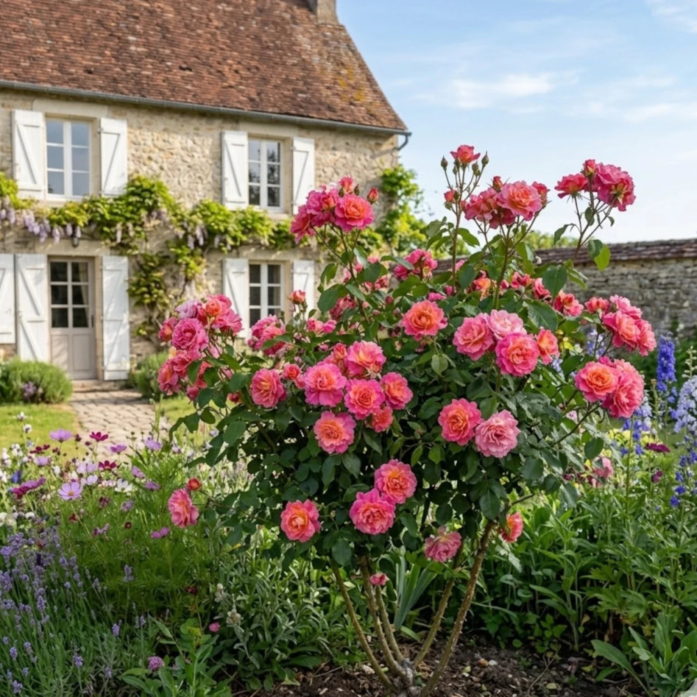 Rosier à fleurs groupées Belle de Clermont® 'Eveand'