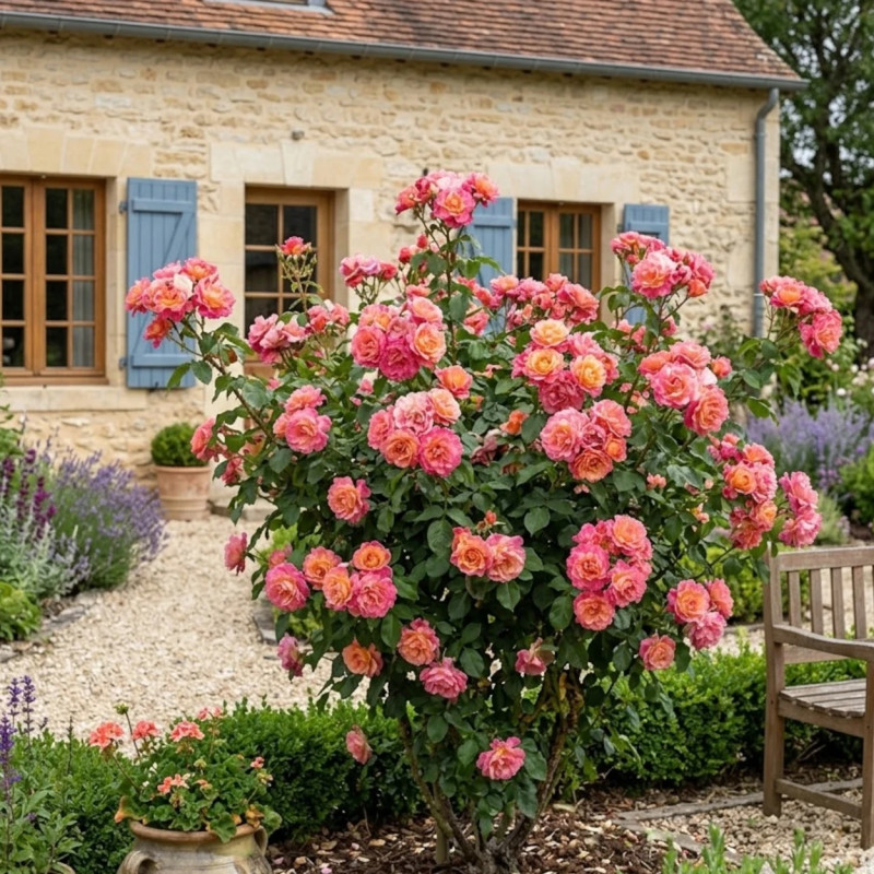 Rosier à fleurs groupées Belle de Clermont® 'Eveand'