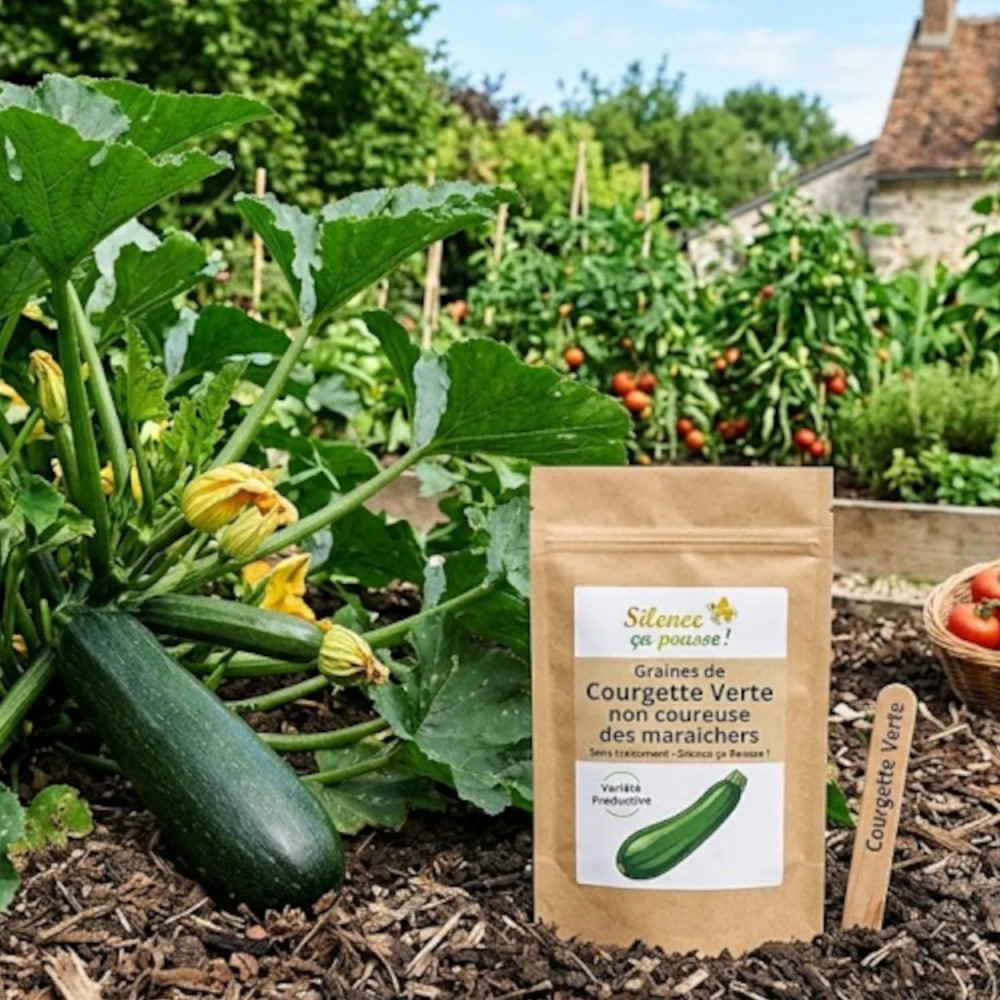 Graines de Courgette Verte non coureuse des maraichers Sans traitement - Silence ça Pousse ! Graines de Courgette Verte non coureuse des maraichers Sans traitement - Silence ça Pousse !