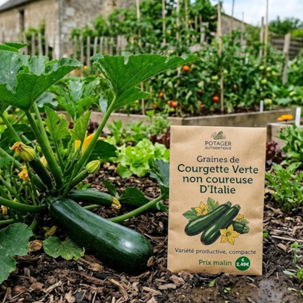 Graines de Courgette Verte non coureuse D'Italie - Prix malin Graines de Courgette Verte non coureuse D'Italie - Prix malin