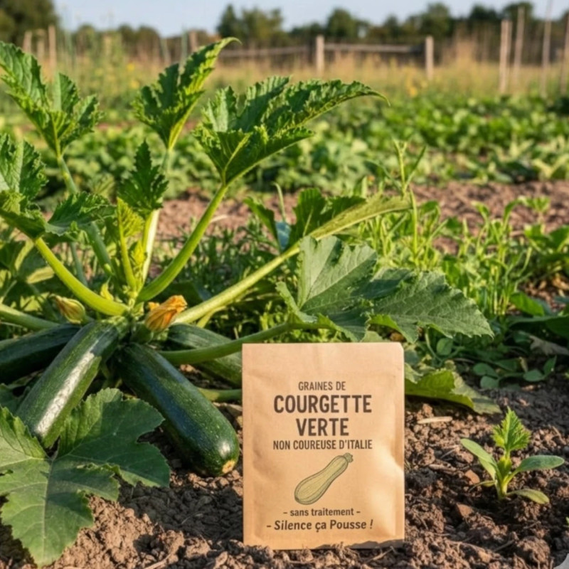 Graines de Courgette Verte non coureuse D'Italie - Sans traitement