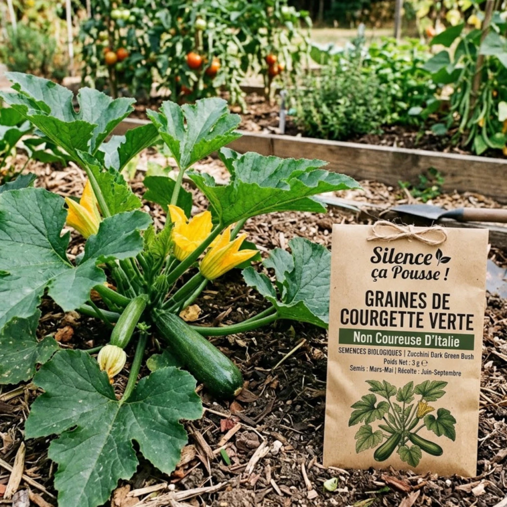 Graines de Courgette Verte non coureuse D'Italie - Silence ça Pousse ! Graines de Courgette Verte non coureuse D'Italie - Silence ça Pousse !