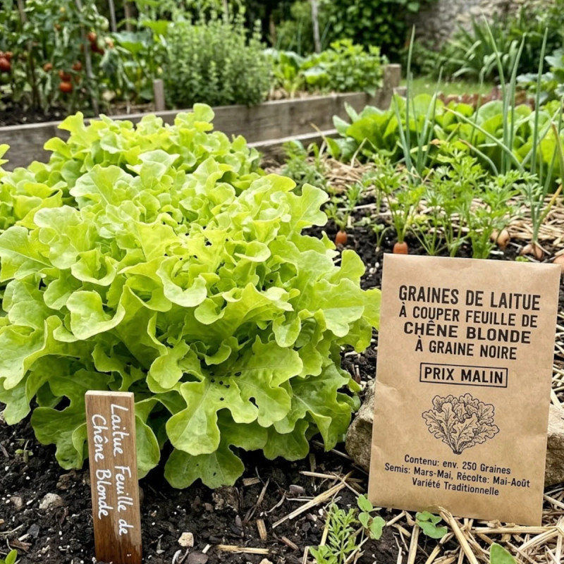 Graines de Laitue à couper feuille de chêne blonde à graine noire - Prix malin