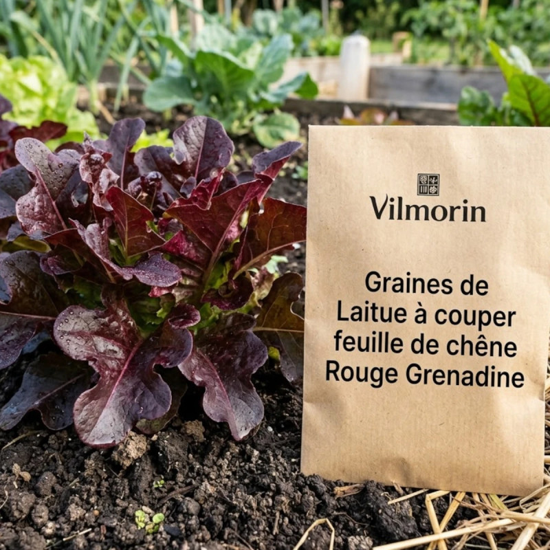 Graines de Laitue à couper feuille de chêne Rouge Grenadine - Vilmorin