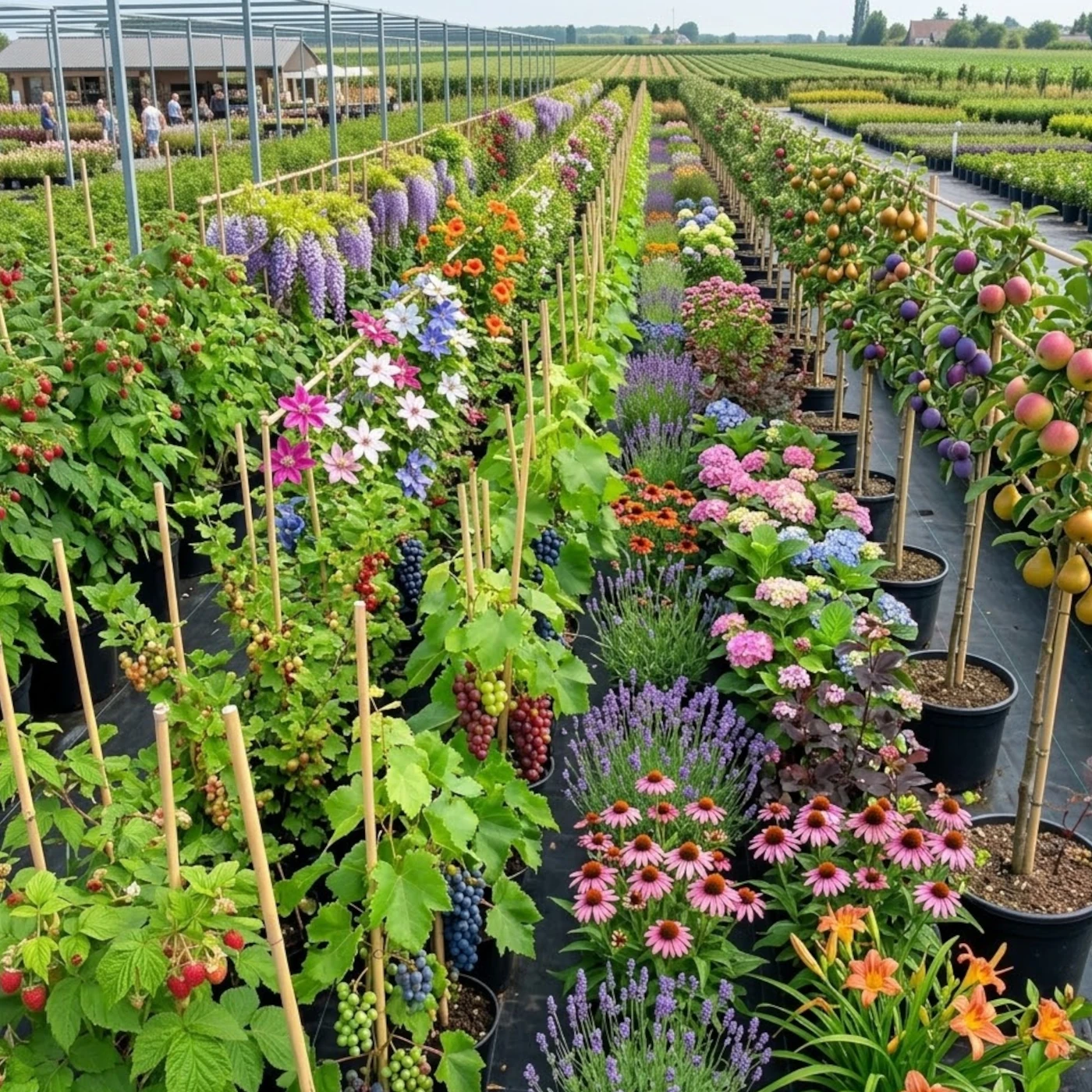 Grande diversité de plantes vivaces, arbres et arbustes