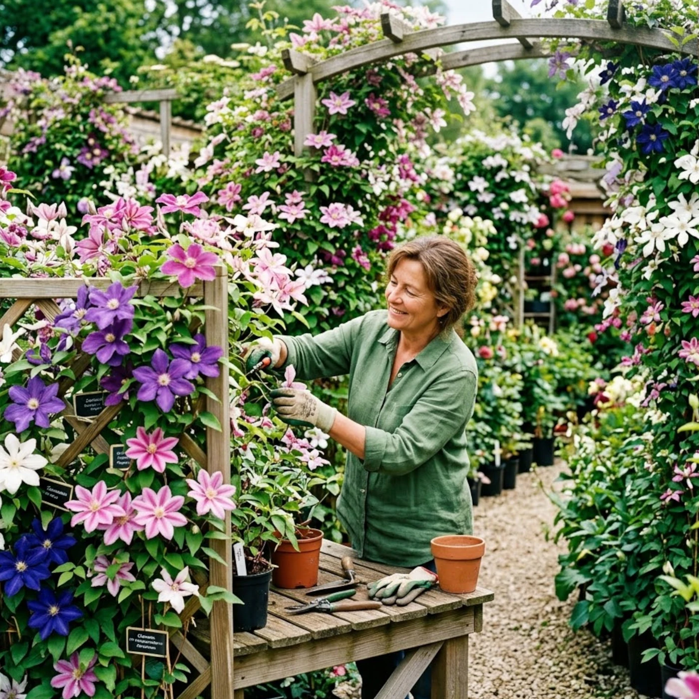 Floraison de clématite cultivée avec passion horticole