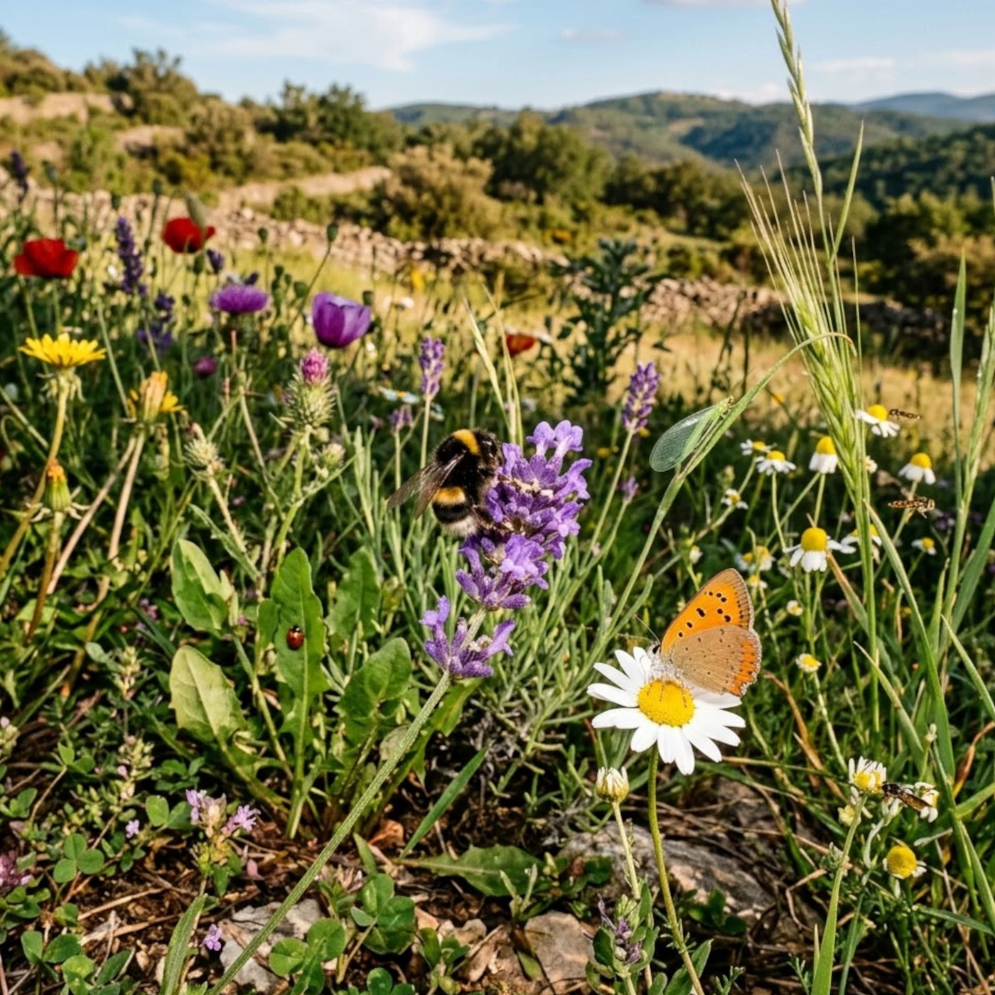 Massif fleuri mellifère favorisant la biodiversité au jardin