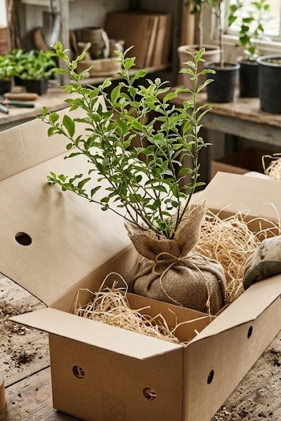 Préparation horticole et emballage écoresponsable sur mesure pour l'expédition de plantes